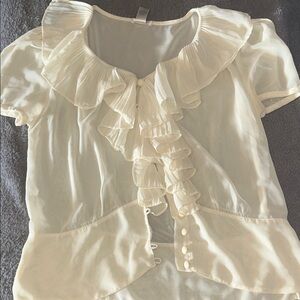 Old Navy Cream Ruffle Blouse